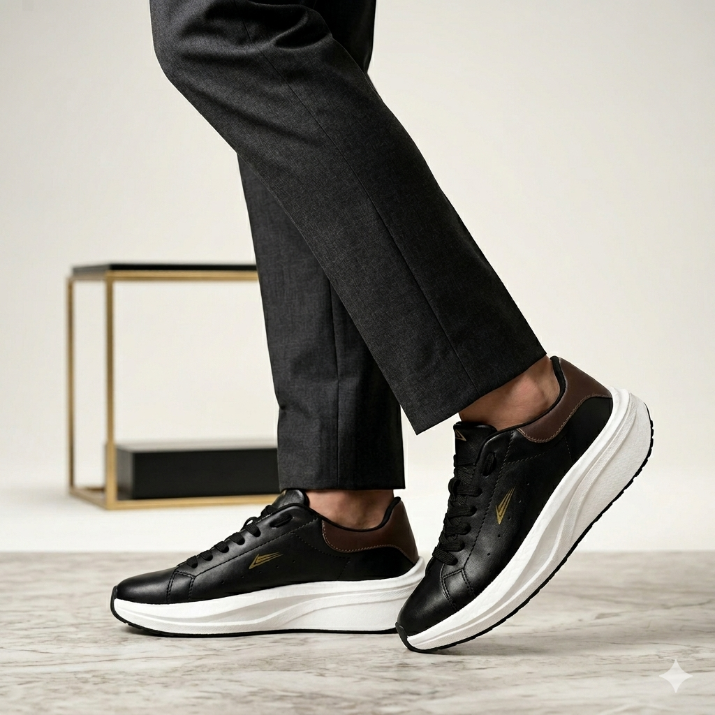 TÊNIS LEATHER PRETO CAFÉ