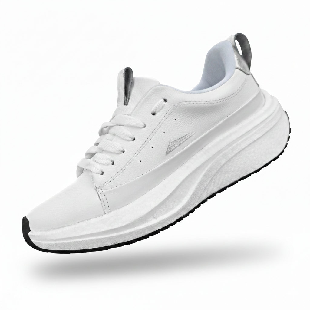 TÊNIS LEATHER WHITE SILVER - COURO LEGÍTIMO